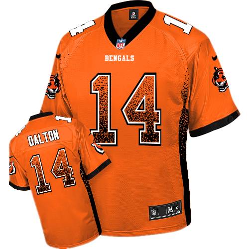 Youth Elite Andy Dalton Nike Jersey Orange - #14 Drift Fashion NFL Cincinnati Bengals